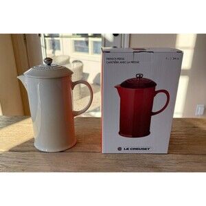 Le Creuset Stoneware 34 oz 1 Liter French Press, Meringue NEW